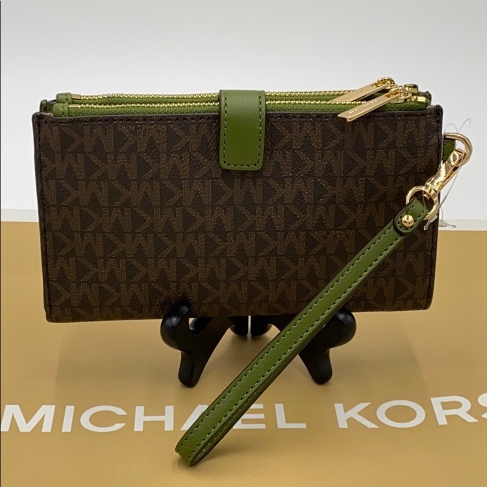 MICHAEL KORS LARGE DOUBLE ZIP WRISTLET EVERGREEN - Picture 10 of 16
